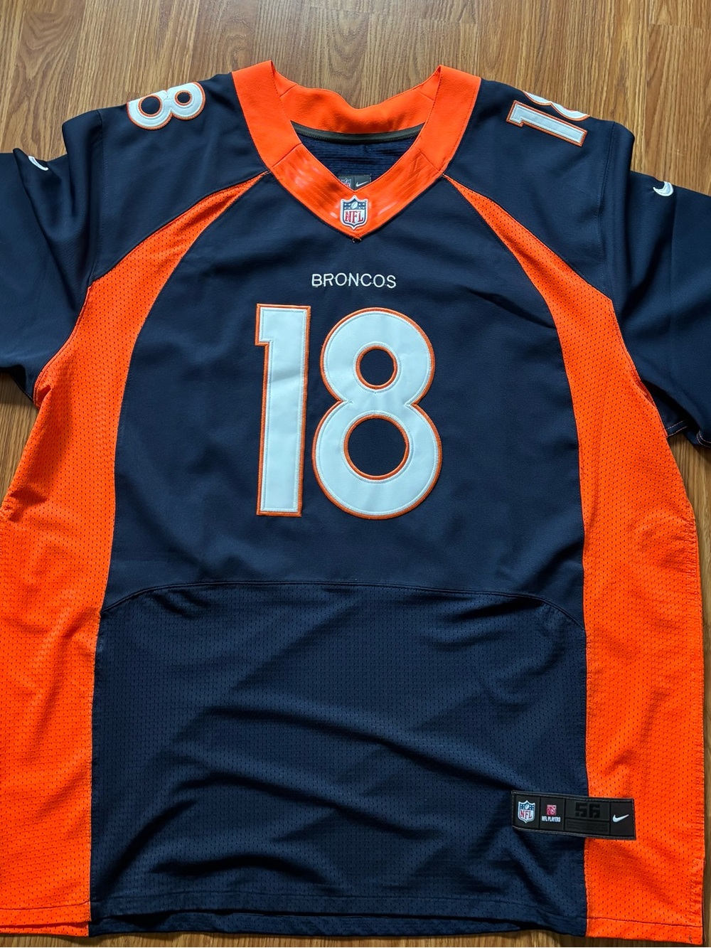 NFL Denver Broncos #18 Manning Navy and Orange Jersey size XXXL